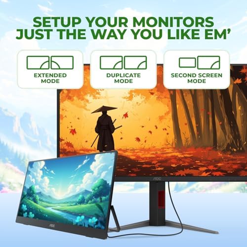 AOC 16" Portable Monitor FHD 60Hz USB-C IPS Ultra Slim Kickstand 16T30 - Image 3