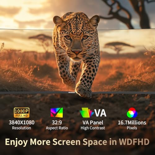 Deco Gear 49” Ultrawide Curved Monitor, 144Hz 32:9 Dual FHD 3840×1080, R1500, 3000:1 VA Super Wide Screen, Adaptive Sync, HDR400, USB-C 65W, 3ms, HDMI/DP, PBP/PIP KVM Work Gaming Display, Laptop & PC - Image 2