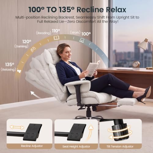 SEDETA Executive Home Office Chairs with Footrest,PU Leather Computer Chair - Image 4