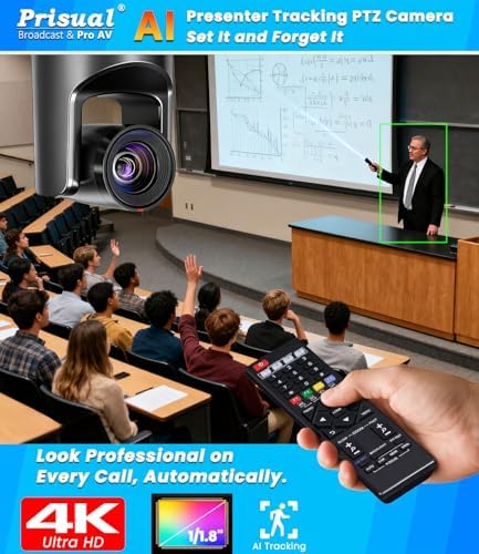 Prisual 4K HDMI/IP/USB PTZ Camera 20X, Advanced PTZ Auto Tracking Camera, 1/1.8”4K UHD 30P with Built-in Tally Light for Church Conference Events, PoE, PT20X-4K (NDI upgradable) - Image 3