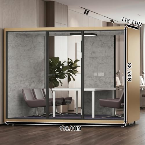 Soundproof Office Pod with 6 Person Enclosed Structure (Gold) - Image 2
