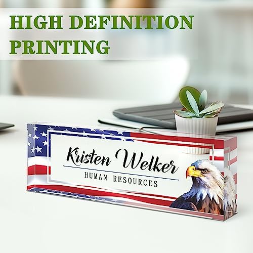 Name Plate for Desk, Desk Name Plate Personalized, Office Decor for Women Men, Acrylic Desktop Accessories, Office Appreciation Gifts for Boss Social Workers Teacher Employee Nurse (Flag B) - Image 3