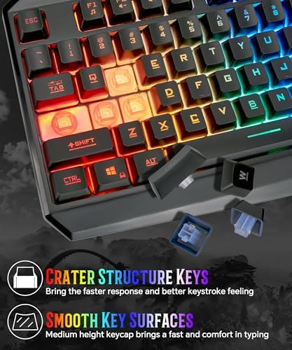 Light Up Gaming Keyboard Wired for PC PS5 Computer, USB Plug & Play, Quiet - Image 6