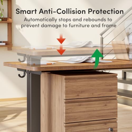 FEZIBO 75" x 63" L-Shaped Standing Desk - Adjustable Corner Desk L Shape, L-Shaped Adjustable Desk with Splice Board, L Shape Standing Desk, Rustic-Brown - Image 5