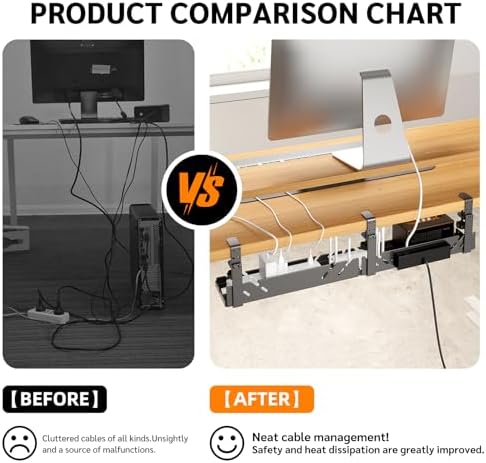 CABTE Under Desk Cable Management Tray with Power Outlet - Image 6