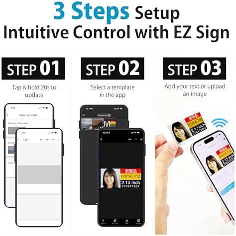 [Santek] EZ Sign NFC E-Paper Display – No Battery, Ultra-Thin 0.13”, Rewritable 4-Color Digital Display, App-Controlled (iOS/Android/PC), IP65 (Black, 2.13" 6pcs, No Stand and Clip Included) - Image 5
