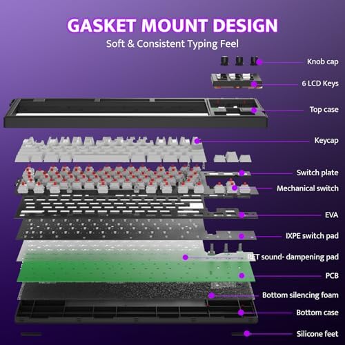 darkFlash K87PRO TKL Mechanical Keyboard with 6 LCD Stream Control Keys & 3 Media Knobs – Gasket Mount, Hot-Swappable RGB Gaming & Streaming Macro Keyboard for PC & Mac (Black) - Image 4