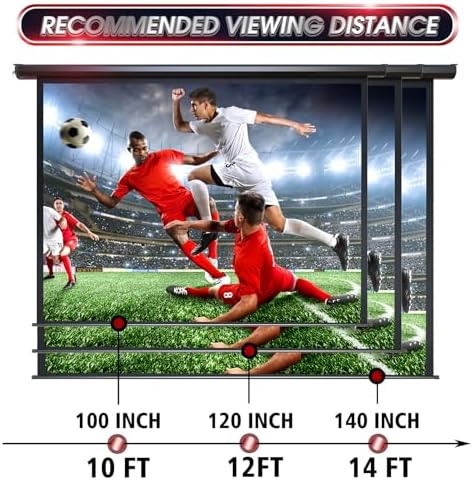 Aoxun 140 Inch Pull Down Projector Screen, HD 4K 16:9 Motorized Retractable Projector Screen for Indoor and Outdoor with Remote Control, Manual Projection Screen for Home Theater or Office, Black - Image 7