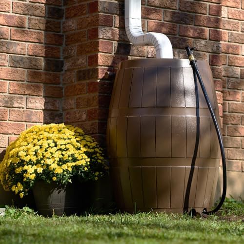 FCMP Outdoor Raincatcher 4000 Rain Barrel, Flat-Back Rainwater Catcher with Spigots, 50 Gallon, Brown - Portable Water Storage Container Tank for Home, Garden, and Backyard - Image 3