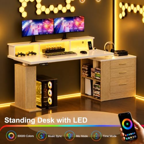 Electric Standing Desk with Drawers - 70" Adjustable Computer Desk - Image 6