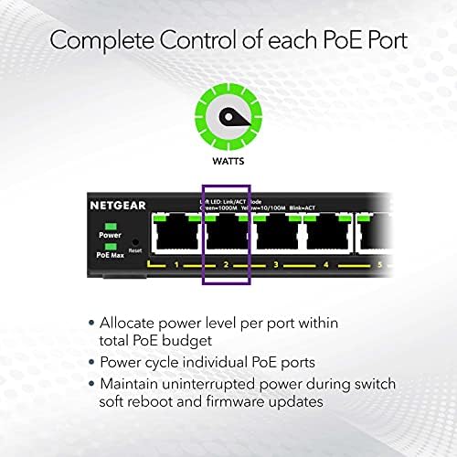 NETGEAR 8 Port PoE Gigabit Ethernet Easy Smart Managed Switch (GS308EP) - Image 4