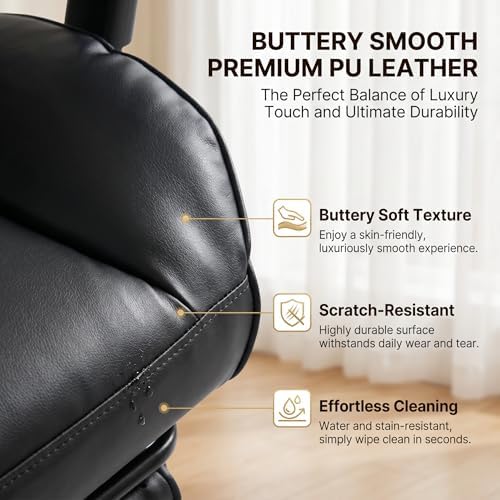 Big and Tall Gaming Office Chair 400lbs - Heavy Duty Ergonomic Computer Desk Chair with Footrest, Adjustable Armrests, High Back PU Leather with Racing Style (Black) - Image 5