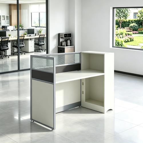 Office Cubicle Workstation Desk with Mute Privacy Panels & Cable Management, Computer Cubicles Desk for Home & Commercial Office Use, Walnut Finish by Unknown