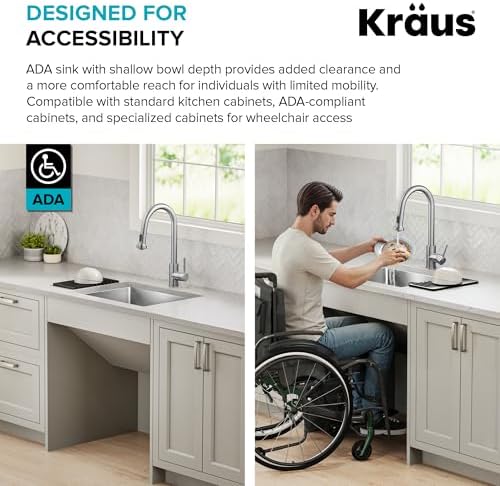 KRAUS Fairlane 25-inch ADA Compliant Undermount Single Bowl 18-Gauge Stainless Steel Kitchen Sink, KHU640-25-5.5 - Image 4