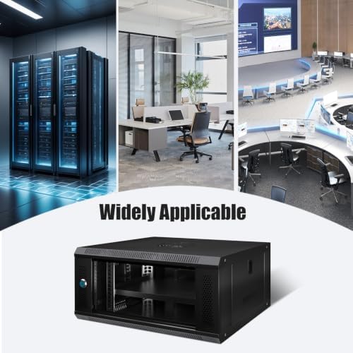 6U Wall Mount Server Cabinet IT Network Rack Enclosure Lockable Glass Door Server Rack Cabinet Black - Image 6