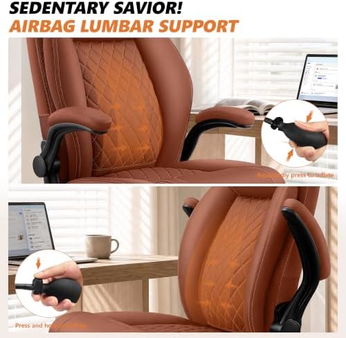 Office Chair, Executive Leather Desk Chair with Lumbar Support - Image 3