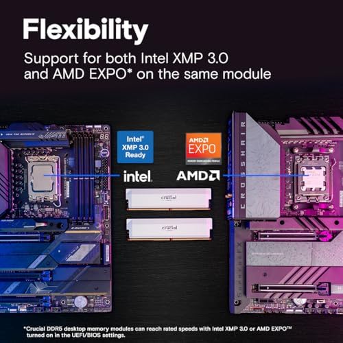 Crucial Pro 32GB DDR5 RAM Kit (2x16GB), CL36 6000MHz, Overclocking Desktop Gaming Memory, Intel XMP 3.0 & AMD Expo Compatible, White - CP2K16G60C36U5W - Image 4