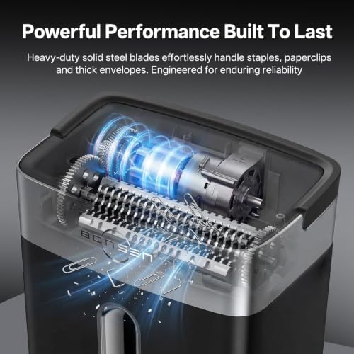 BONSEN Paper Shredder for Home Office P4 Cross Cut 10-Sheet Portable Handle - Image 4