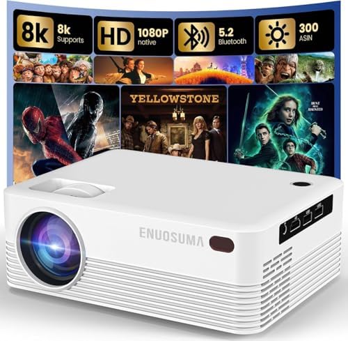 Smart Projector with WiFi and Bluetooth, Native Full HD 1080P Projector by ENUOSUMA