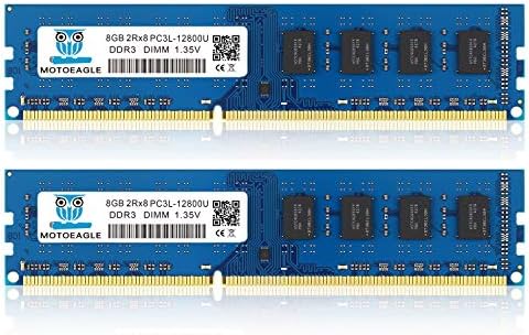 Motoeagle 16GB (2X8GB) PC3L-12800U DDR3L-1600 UDIMM RAM 2Rx8 DIMM DDR3 8GB 1600MHz PC3 12800 SDRAM 240-Pin 1.35V CL11 Non-ECC Desktop PC Memory Kit by motoeagle