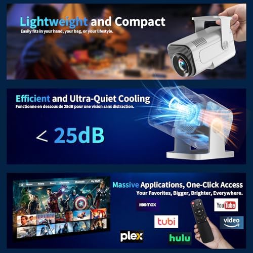 [Projector 2026 Upgraded] Mini Projector Support 4K 1080P Auto Keystone 270°Rotatable with WiFi 6 and Bluetooth 5.2 Projector Portable Compatibile with HDMI/TV Stick/Memory Stick/Laptop,White - Image 5