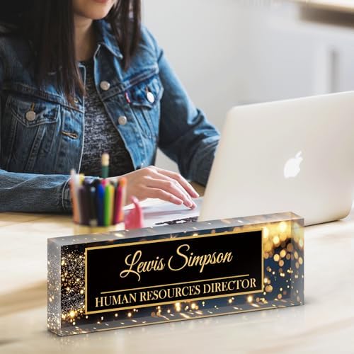 Desk Name Plate Personalized, Desk Double sided pattern Name Plate Personalized Office Desk Decor for Women and Men, Teacher Nurse Boss Employee Appreciation Gifts (starry sky, Customized) - Image 6