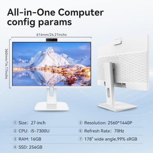 suevery 27Inch 2K All-in-One Computer Core i5 16G RAM Desktop PC - Image 7