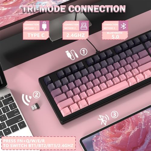 ATTACK SHARK M87 RGB Wireless Mechanical Gaming Keyboard, 80% TKL, Pink - Image 3