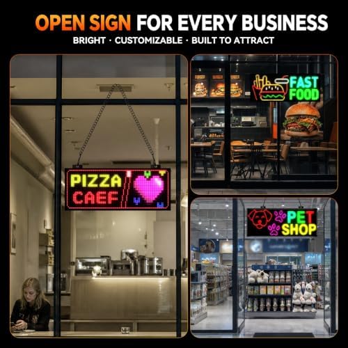Rayhome Dual Row LED Open Sign, 29"x12" Colorful Huge Bright Advertising Open Signs for Business, Programmable Electric Scrolling Display with Remote for Business Store Bar Hotel - Image 4
