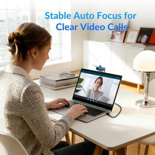 4K PC Webcam with Tripod, CDAF Autofocus, 77°FOV, 2 Noise-Cancelling Mics - Image 4