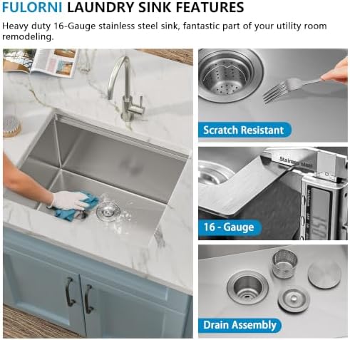 23"x19" Undermount Laundry Utility Sink Workstation - Image 7