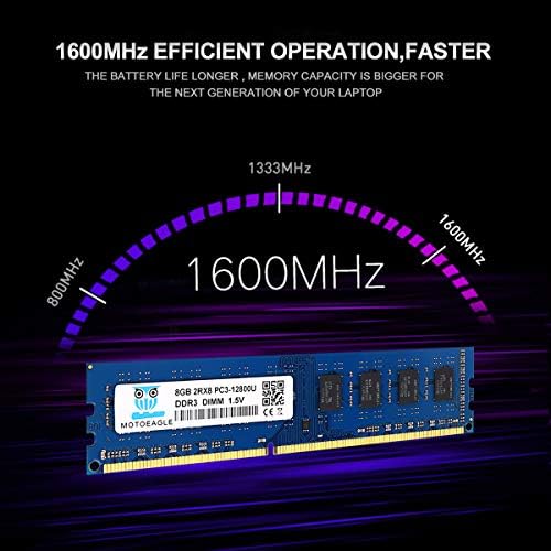 Motoeagle DDR3L 1600 UDIMM 8GB 2RX8 PC3 12800U Dual Rank CL11 Non-ECC Unbuffered 1.5V Desktop Memory - Image 2