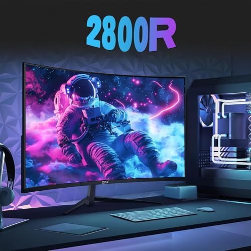 ZZA 24" Curved Gaming Monitor,FHD 1080p 200Hz,1ms MPRT, AMD FreeSync,VA 2800R,HDMI 2.0 & DisplayPort 1.4, VESA Mount, Frameless, Eye Care, for Home Office, Dorm &Gaming &Dual Screen Setup,PS5,Xbox - Image 6