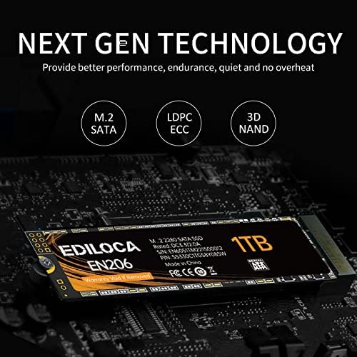 Ediloca EN206 1TB SSD M.2 SATA III 6Gb/s 3D TLC NAND, M.2 2280 SSD Internal Solid State Drive, Read/Write Speed up to 550/480 MB/s, Compatible with Laptop & PC Desktop - Image 3