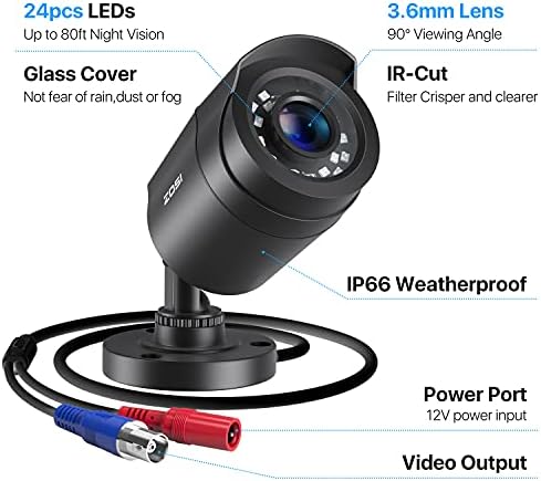 ZOSI 4 Pack 1080P HD TVI Wired Security Cameras, Outdoor Indoor Bullet Cam - Image 2