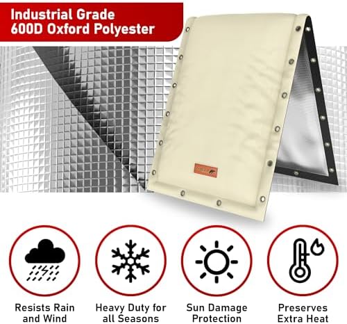 Redford Supply Co. Cold Snap (5°F) Backflow Preventer Insulation Cover, 3-Way Custom, 16"W x 26"H, Pipe Insulation, Water Sprinkler Covers for Outside, Sprinkler Backflow Cover for Winter (Beige) - Image 6