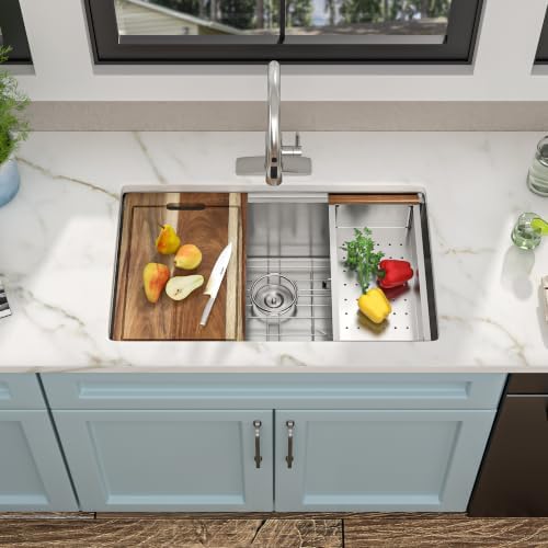 30"x19" Undermount Kitchen Sink Ledge Workstation - Image 4