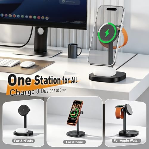 3 in 1 Fast Charging Station, 15W Magnetic Wireless Charger Stand - Image 5