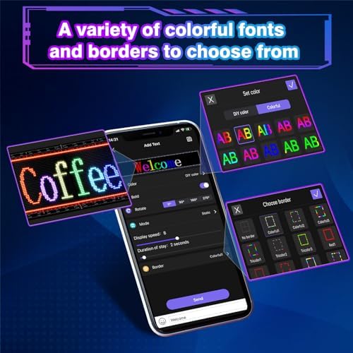 Double Row Programmable LED Signs | Business Scrolling LED Sign | Flexible LED Advertising Sign | Bluetooth APP | Custom Editor Text | for Store Bars Hotel (37"x 8") - Image 4
