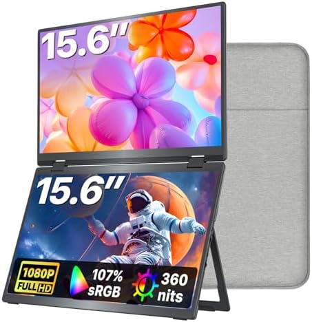 kksmart Portable Monitor for Laptop MacBook Surface PC Xbox PS5, Travel Monitor Second Screen for Laptop, HDMI USB-C VESA Compatible Built-in Speaker, 15.6in by KKSMART