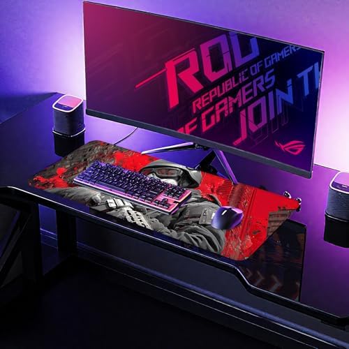 Tactical Soldier Gaming Mouse Pad – 31.5" x 11.8" Extended Desk Mat with Red Urban Battle Scene – Non-Slip Base, Smooth Surface for Gamers & Office Use - Image 6