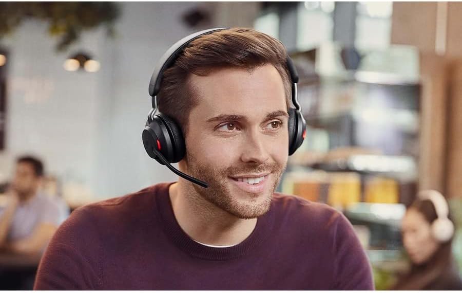 Jabra Evolve2 65 UC Wireless Headphones with Link380c, Stereo, Black – Wireless Bluetooth Headset for Calls and Music, 37 Hours of Battery Life, Passive Noise Cancelling Headphones - Image 2