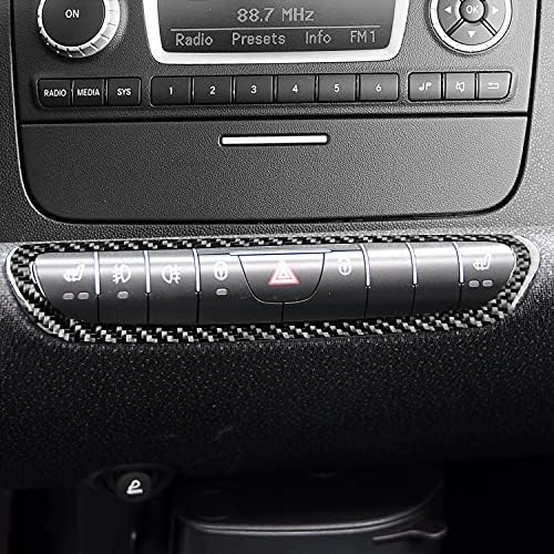 Real Black Carbon Fiber Car Center Console Seat Heating Button Control Button Panel Decoration Sticker Compatible with Benz Smart Fortwo 2011 2012 2013 2014 2015 Auto Interior Accessories 1pc - Image 3