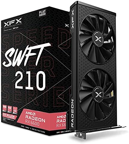 XFX Speedster SWFT 210 Radeon RX 6600 CORE Gaming Graphics Card with 8GB GDDR6 HDMI 3xDP, AMD RDNA 2 RX-66XL8LFDQ by XFX