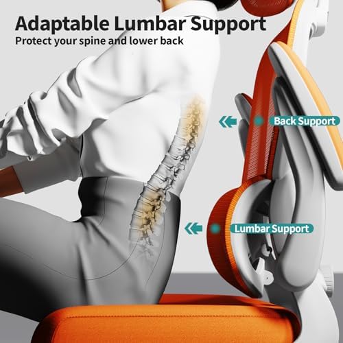 TRALT Office Chair Ergonomic Desk Chair with Lumbar Support Orange, 1 - Image 6