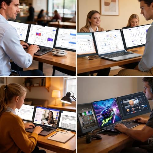 14" Triple Laptop Screen Extender, 1080P Ultra-Slim Portable Monitor - Image 5