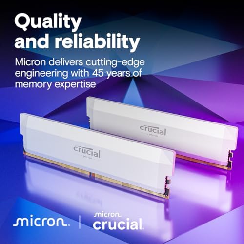 Crucial Pro 32GB DDR5 RAM Kit (2x16GB), CL36 6000MHz, Overclocking Desktop Gaming Memory, Intel XMP 3.0 & AMD Expo Compatible, White - CP2K16G60C36U5W - Image 6