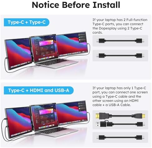 Dopesplay 15.6" Screen Extender for Laptop, FHD 1080P IPS Portable Monitor for Laptops, Triple Dual Laptop Extended Monitor Compatible with Windows, Mac, Android, Chrome 13-17 Inch Laptops - Image 2