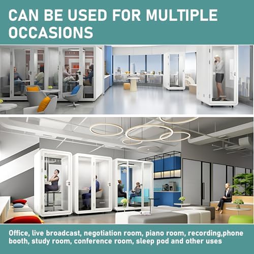 Office Sound Booth with Audio Privacy - Soundproof Proof Booth Includes Superimposed Interior Design,Sound Room Include Socket,Fans,Light for Study (Blue, 90IN) - Image 7