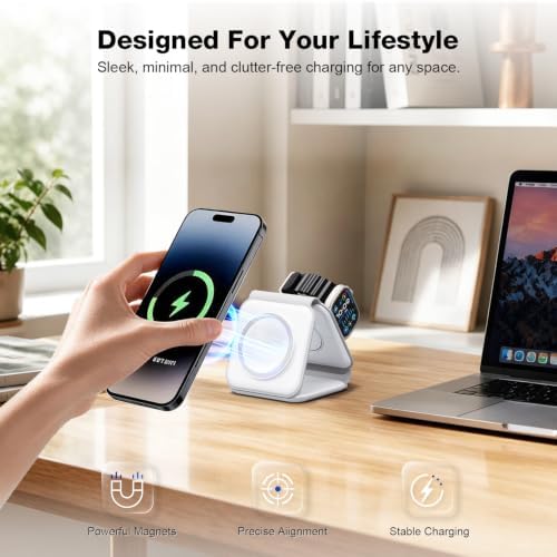 3 in 1 Wireless Charging Station for Apple,Foldable Magnetic Travel Charger - Image 5